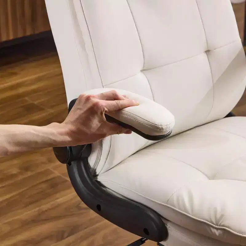 Fauteuil pivotant d'intérieur en similicuir noir avec dossier capitonné à clous et tirettes