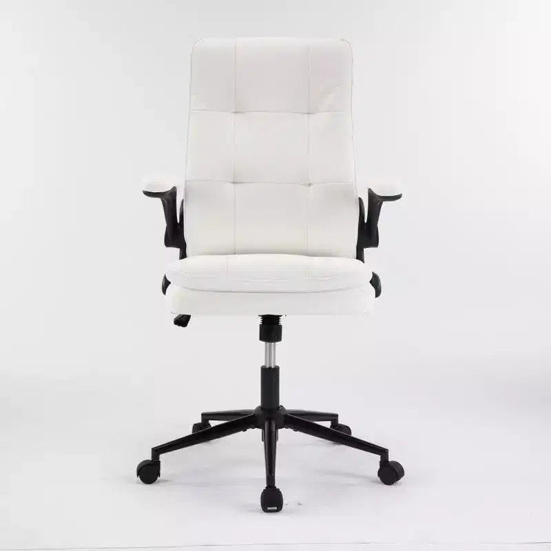 Fauteuil pivotant d'intérieur en similicuir noir avec dossier capitonné à clous et tirettes