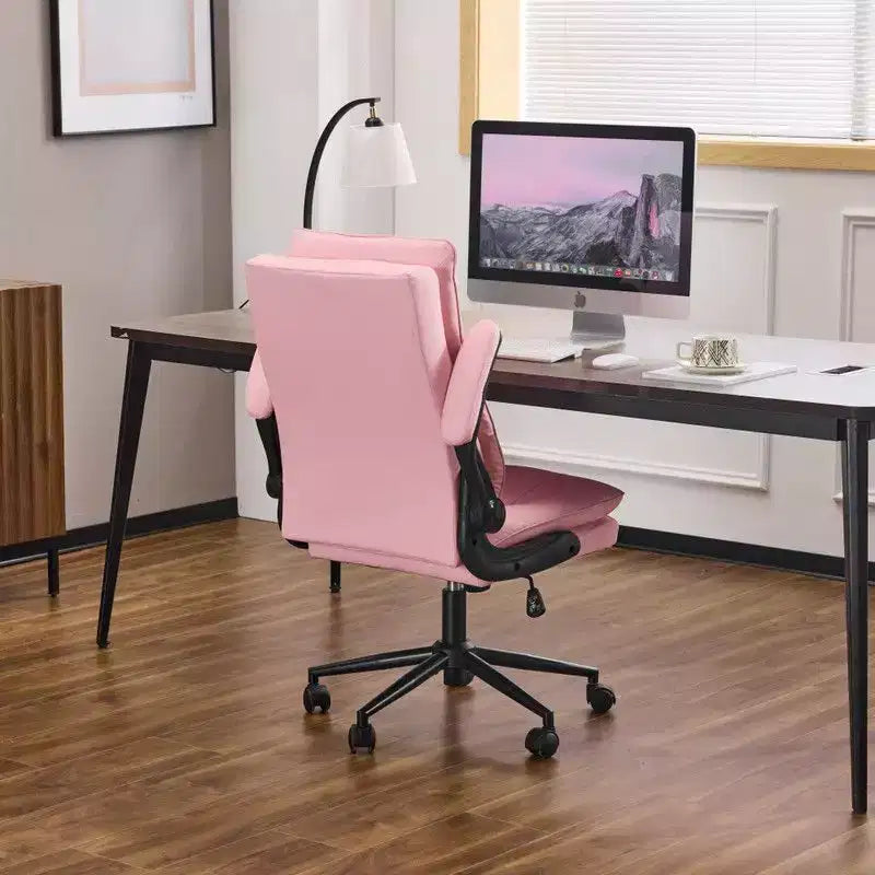 Fauteuil pivotant d'intérieur en similicuir noir avec dossier capitonné à clous et tirettes