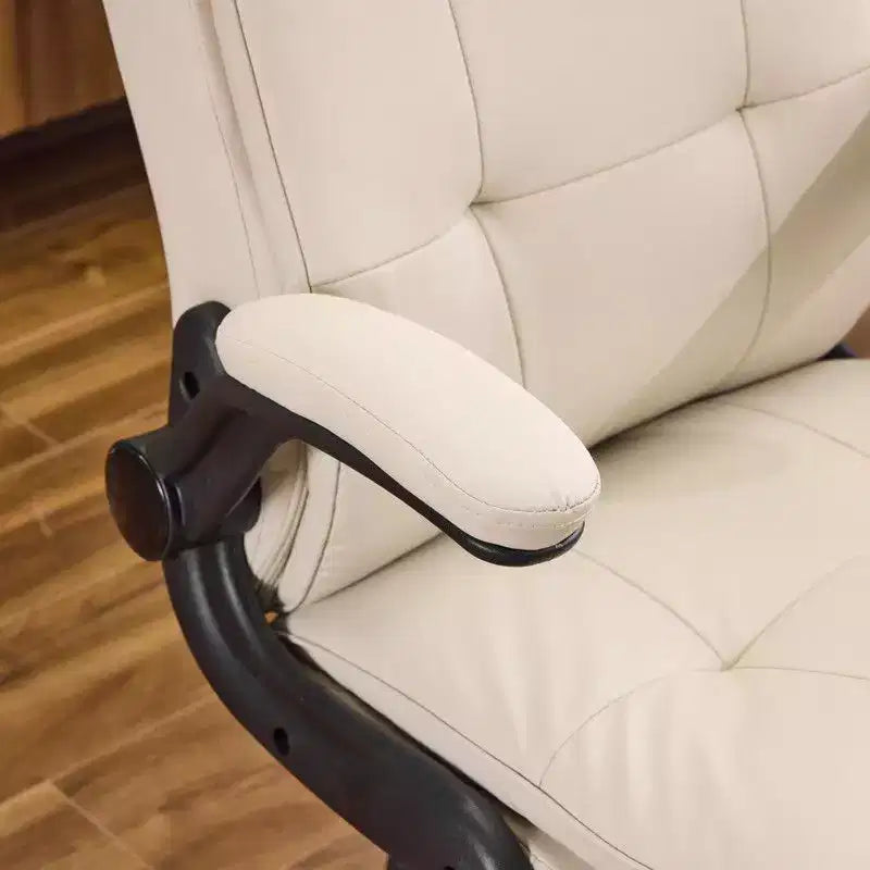 Fauteuil pivotant d'intérieur en similicuir noir avec dossier capitonné à clous et tirettes