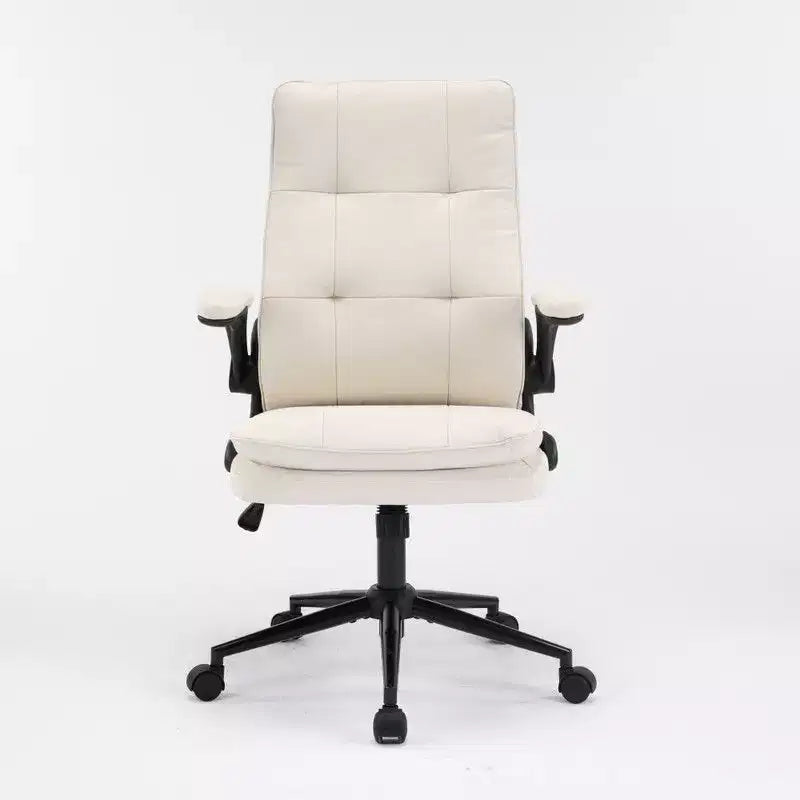 Fauteuil pivotant d'intérieur en similicuir noir avec dossier capitonné à clous et tirettes