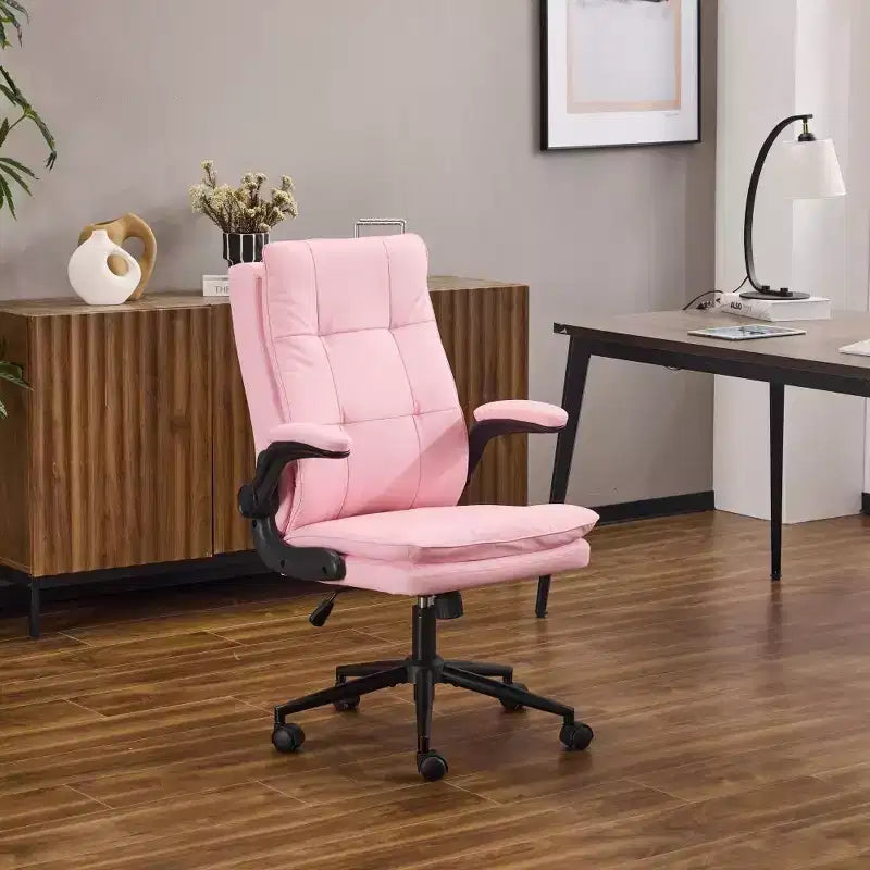 Fauteuil pivotant d'intérieur en similicuir noir avec dossier capitonné à clous et tirettes