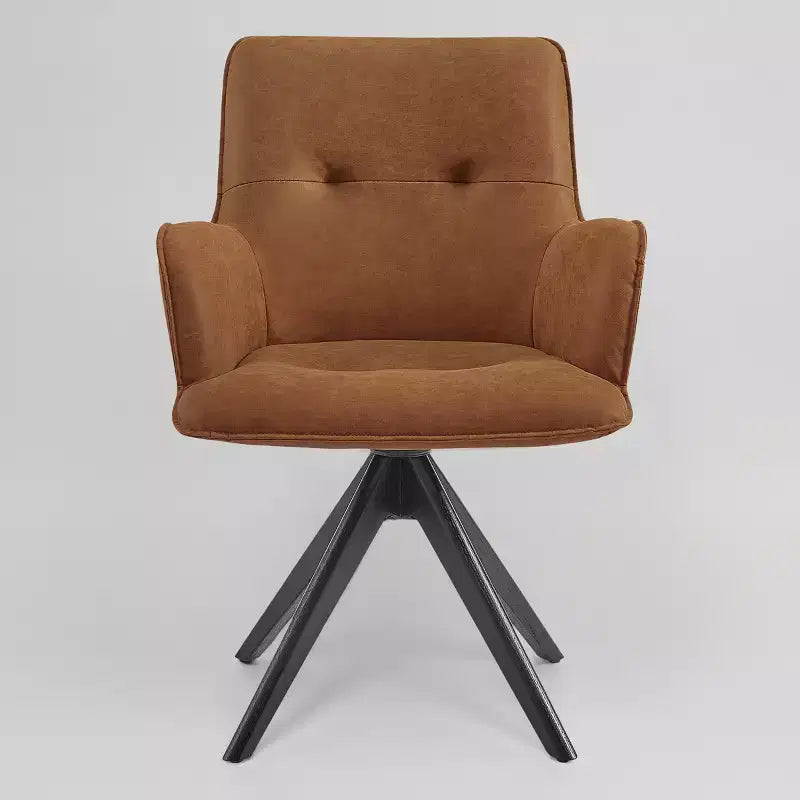 Fauteuils de bureau pivotants d'appoint en similicuir avec pieds en bois de chêne