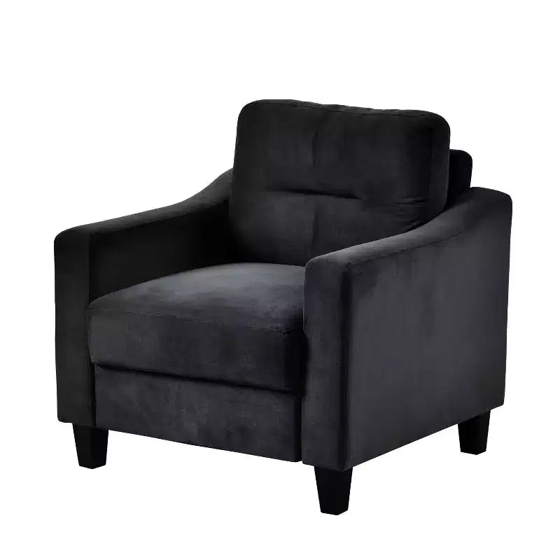 Canapé individuel confortable en velours noir pour salon