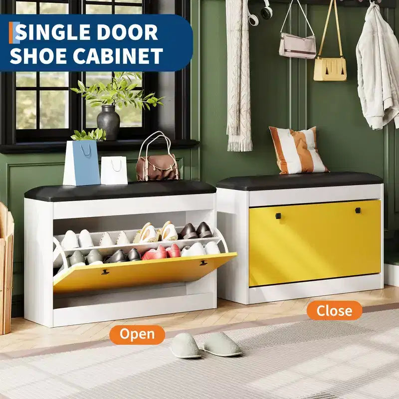 Banc de rangement pour chaussures, Meuble à chaussures d'entrée moderne, Tiroir basculant