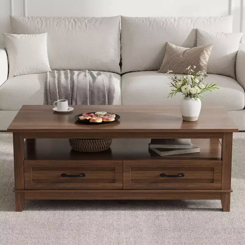 Table basse de ferme avec tiroirs, Table centrale rustique 47,2, Tables basses marron