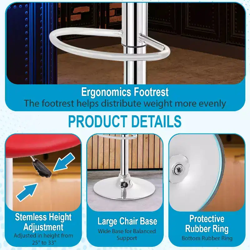 Tabourets de bar en cuir PU, chaises de bar réglables en hauteur