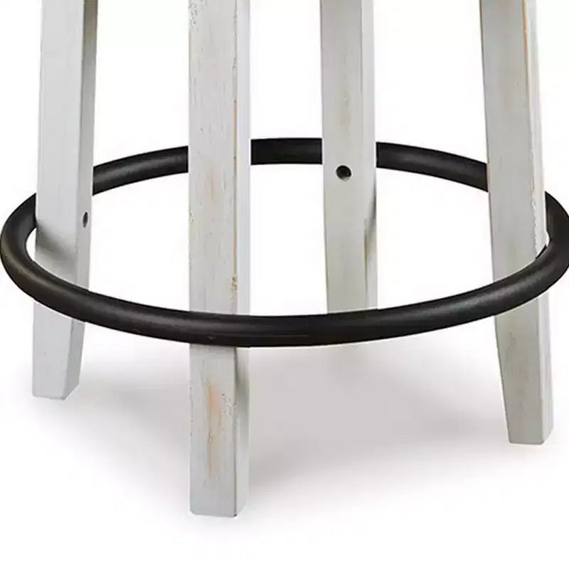 Tabouret de comptoir pivotant 24,5 po, garniture cloutée, dossier incurvé