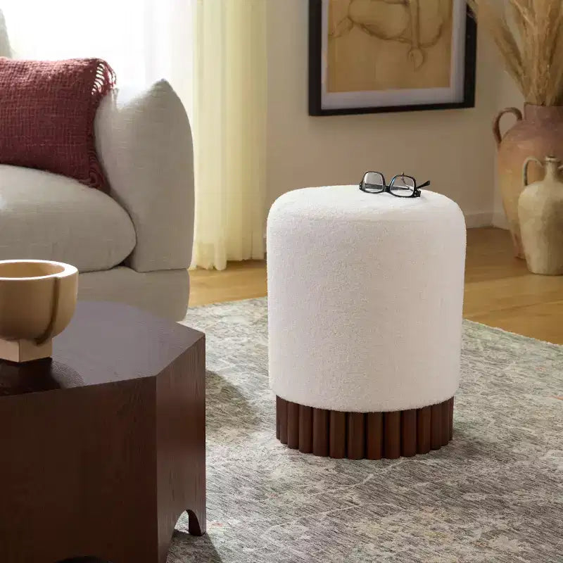 Ottoman Blanc cassé/Brun foncé