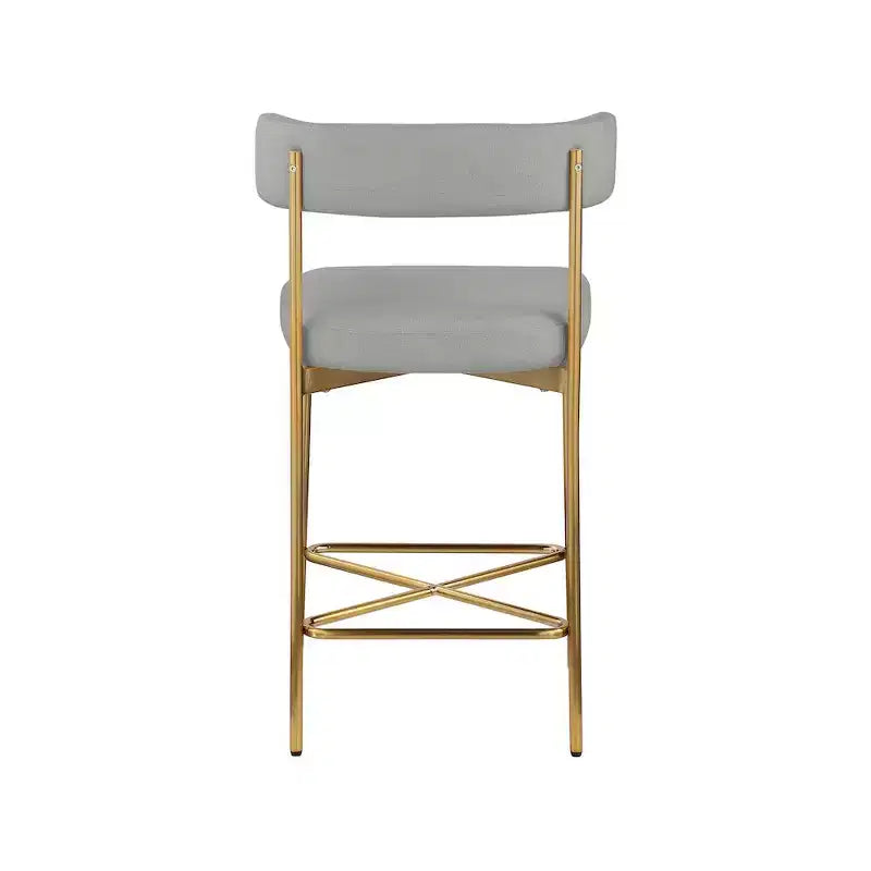 Tabouret en tissu texturé lin gris clair Rivage