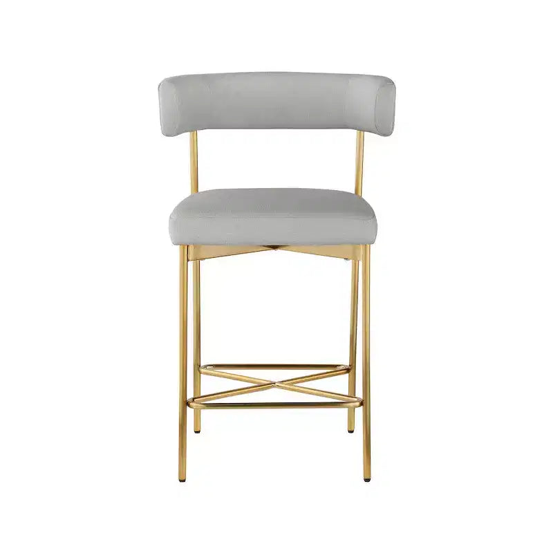 Tabouret en tissu texturé lin gris clair Rivage