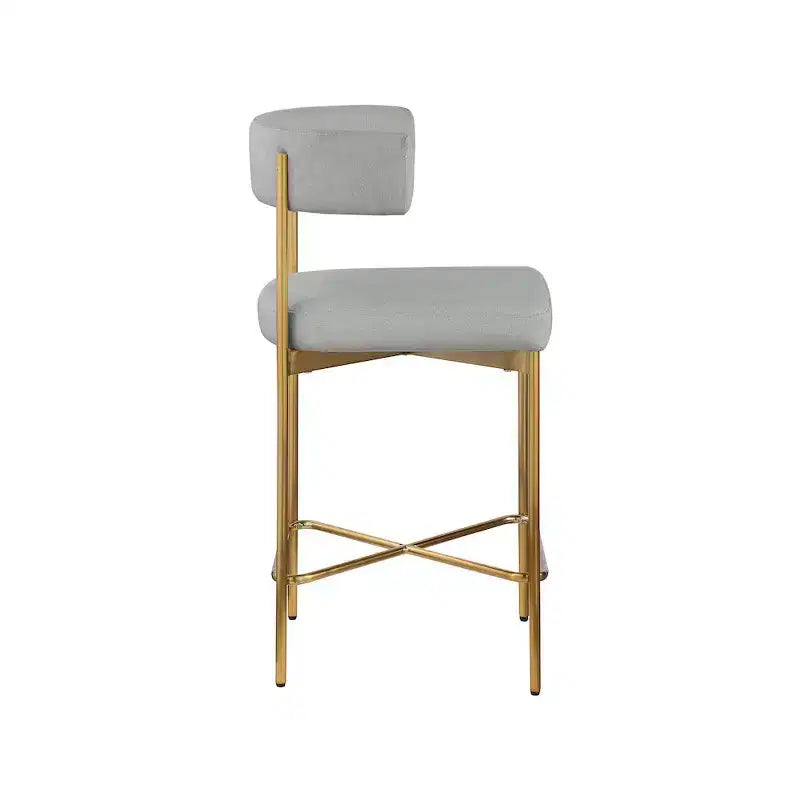 Tabouret en tissu texturé lin gris clair Rivage