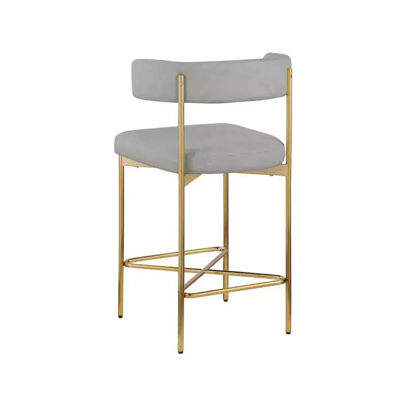 Tabouret en tissu texturé lin gris clair Rivage