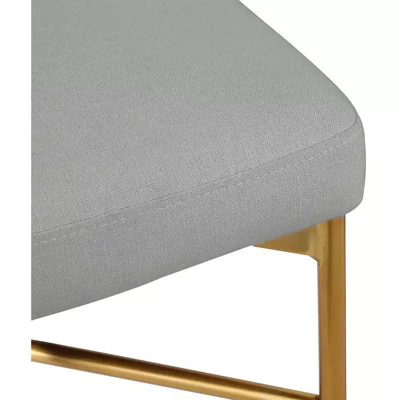 Tabouret en tissu texturé lin gris clair Rivage