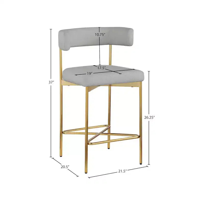Tabouret en tissu texturé lin gris clair Rivage