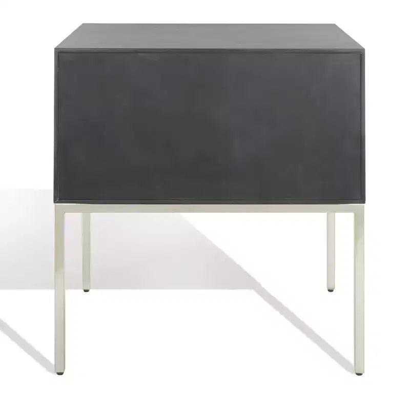 Table de chevet à 2 tiroirs en chêne cérusé noir
