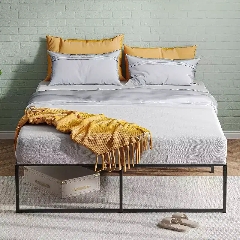 Cadre de lit plateforme en métal robuste de 14 pouces, solide et silencieux