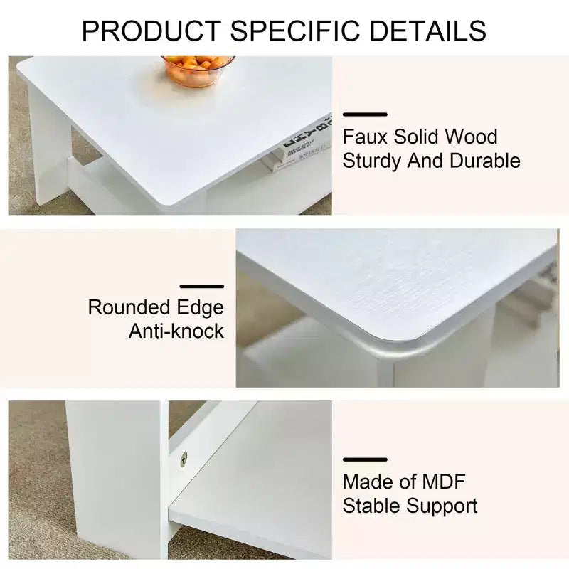 Table basse moderne et pratique avec rangements et étagères ouvertes, table d'appoint