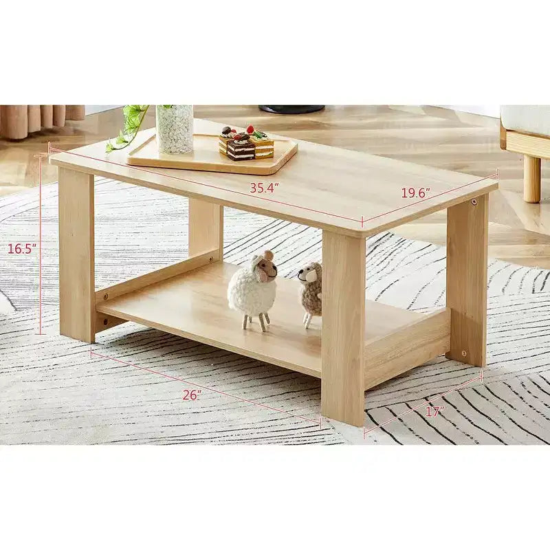 Table basse moderne et pratique avec rangements et étagères ouvertes, table d'appoint