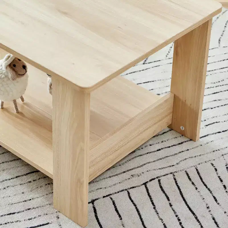 Table basse moderne et pratique avec rangements et étagères ouvertes, table d'appoint