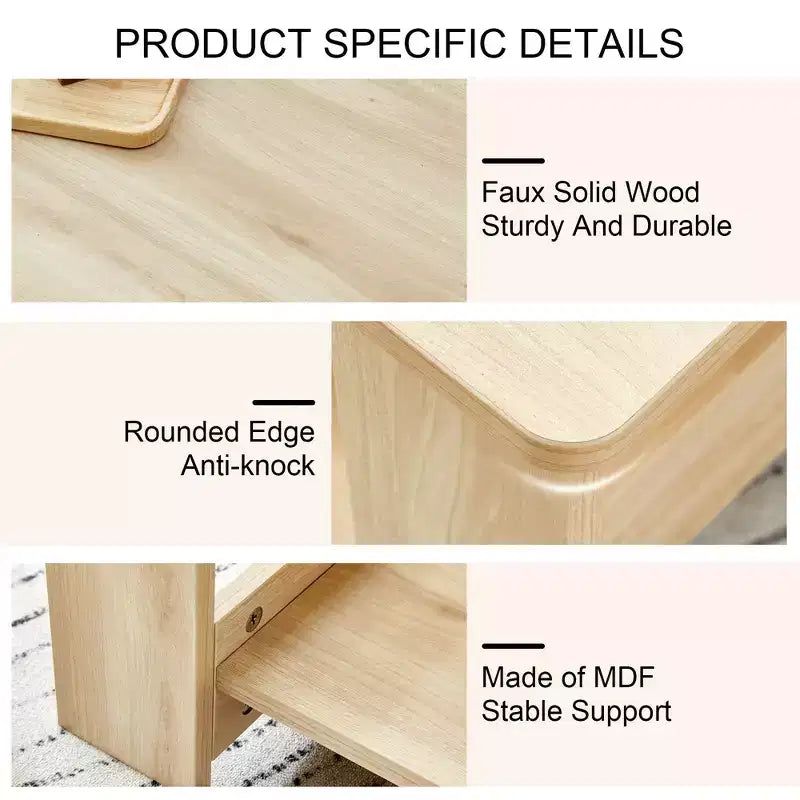 Table basse moderne et pratique avec rangements et étagères ouvertes, table d'appoint