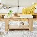 Table basse moderne et pratique avec rangements et étagères ouvertes, table d'appoint