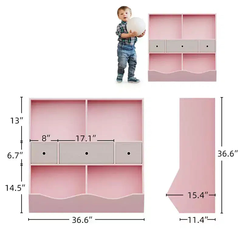 Étagère à Livres et Rangement de Jouets pour Enfants, Étagère à 4 Cubes pour la Décoration des Chambres d'Enfants