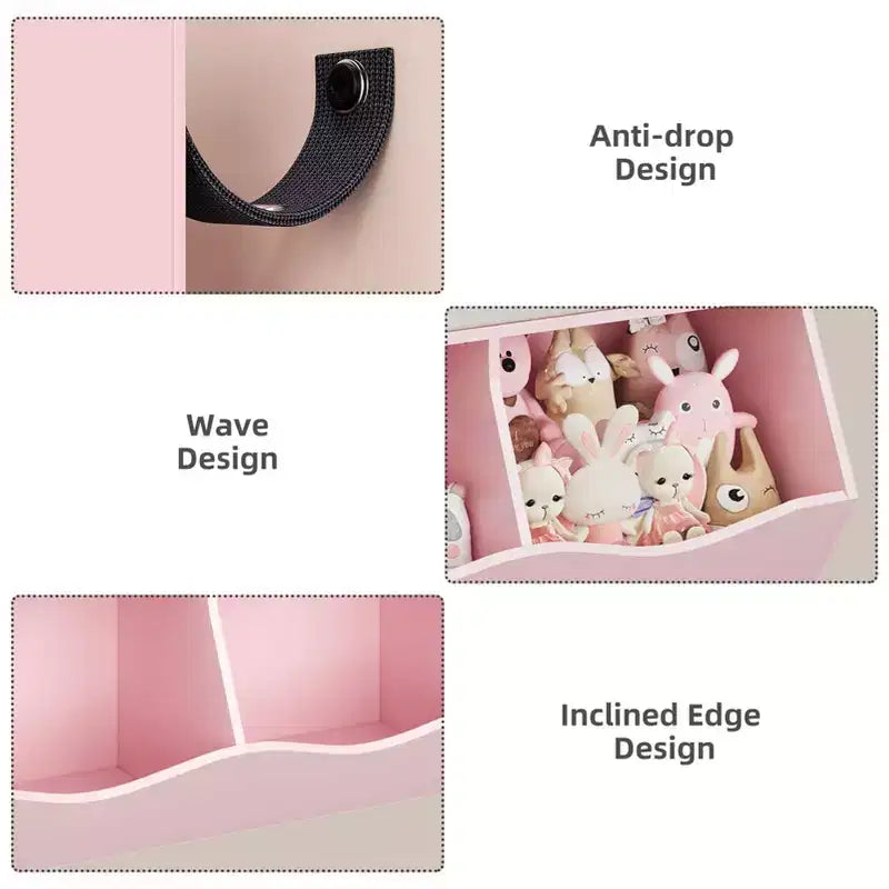 Étagère à Livres et Rangement de Jouets pour Enfants, Étagère à 4 Cubes pour la Décoration des Chambres d'Enfants