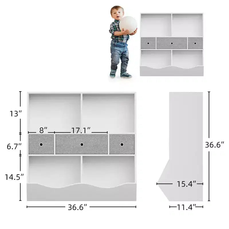 Étagère à Livres et Rangement de Jouets pour Enfants, Étagère à 4 Cubes pour la Décoration des Chambres d'Enfants