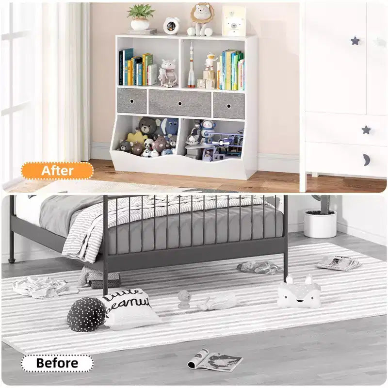 Étagère à Livres et Rangement de Jouets pour Enfants, Étagère à 4 Cubes pour la Décoration des Chambres d'Enfants