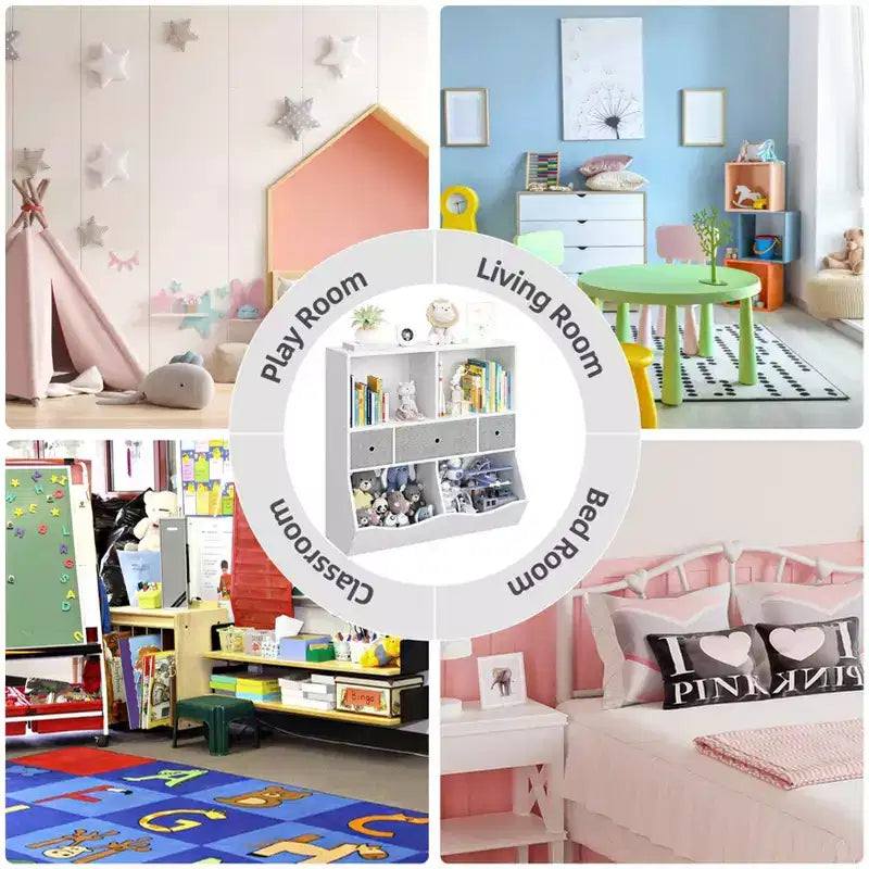 Étagère à Livres et Rangement de Jouets pour Enfants, Étagère à 4 Cubes pour la Décoration des Chambres d'Enfants