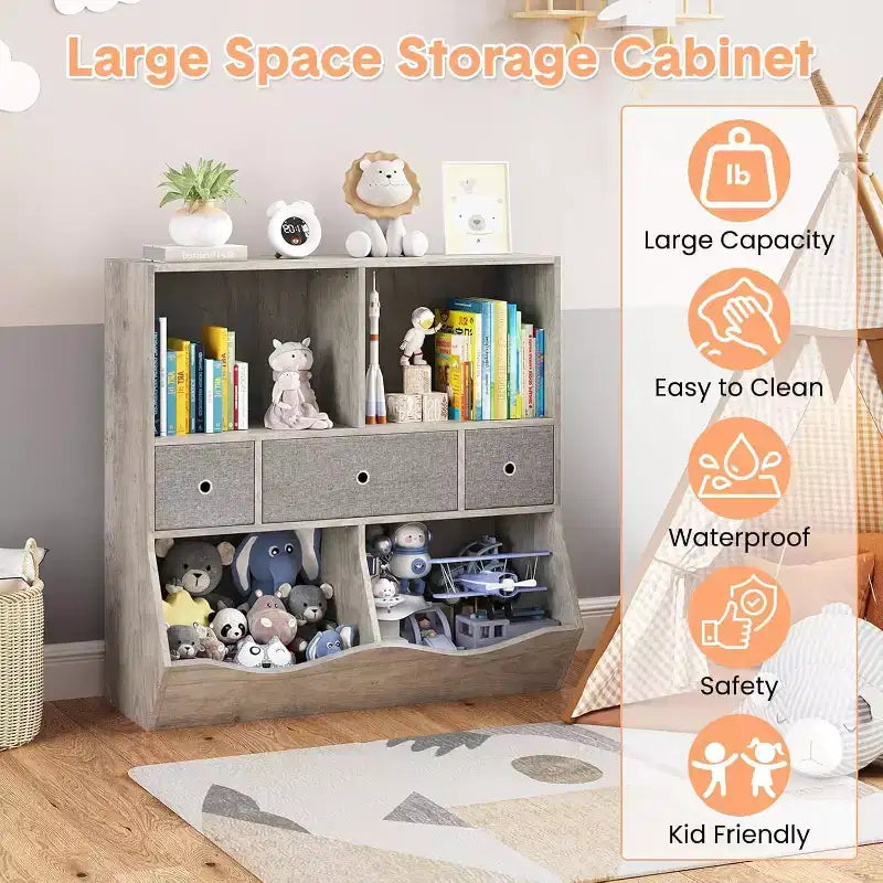 Étagère à Livres et Rangement de Jouets pour Enfants, Étagère à 4 Cubes pour la Décoration des Chambres d'Enfants