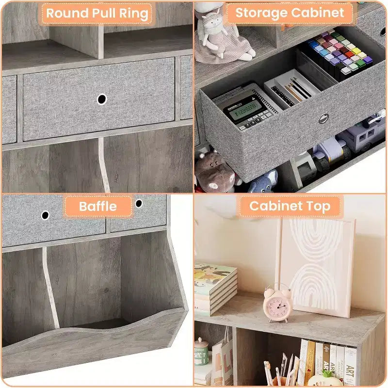 Étagère à Livres et Rangement de Jouets pour Enfants, Étagère à 4 Cubes pour la Décoration des Chambres d'Enfants