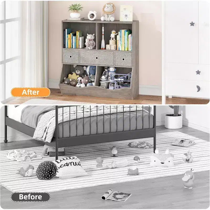 Étagère à Livres et Rangement de Jouets pour Enfants, Étagère à 4 Cubes pour la Décoration des Chambres d'Enfants