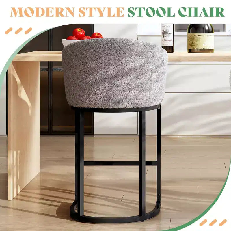 Tabourets de bar modernes, Chaise bouclée avec accoudoirs, Repose-pieds