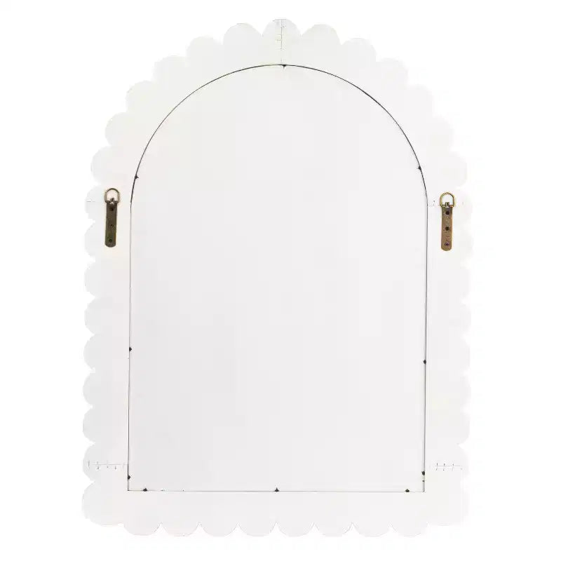 Miroir mural en bois, motif festonné en arc de cercle, blanc