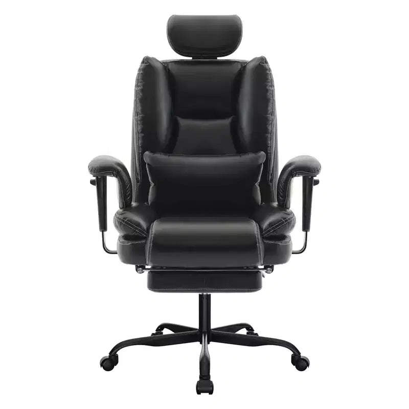 Chaise de bureau en cuir PU avec soutien lombaire et dossier haut