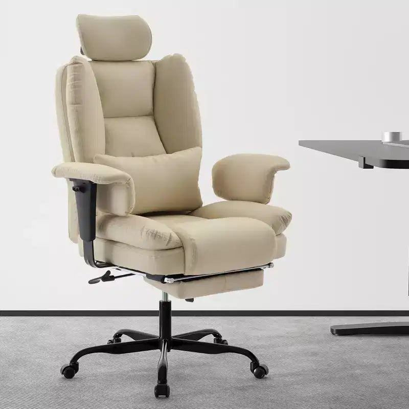 Chaise de bureau en cuir PU avec soutien lombaire et dossier haut