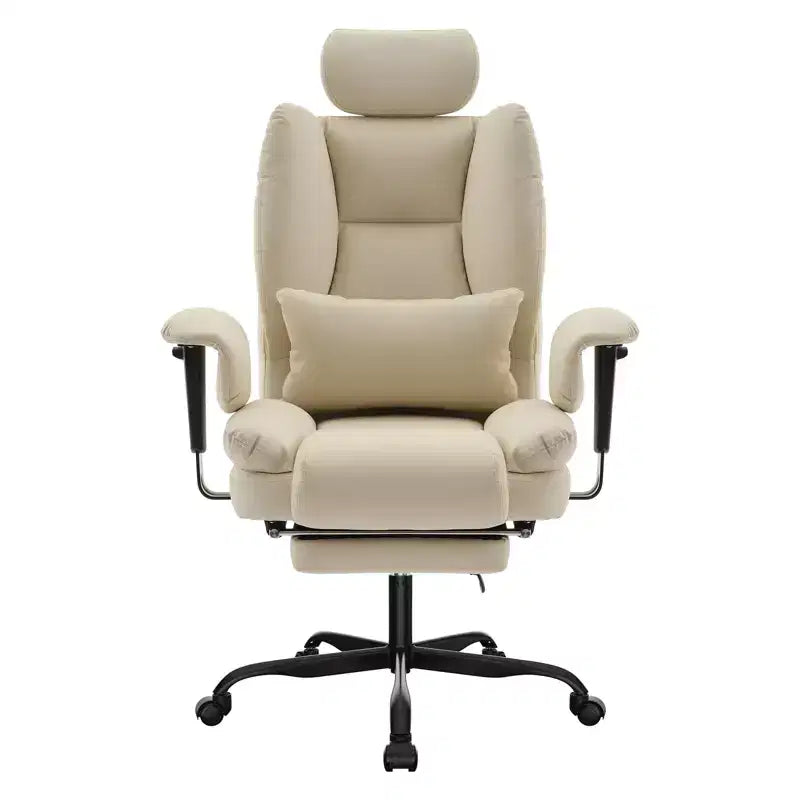 Chaise de bureau en cuir PU avec soutien lombaire et dossier haut