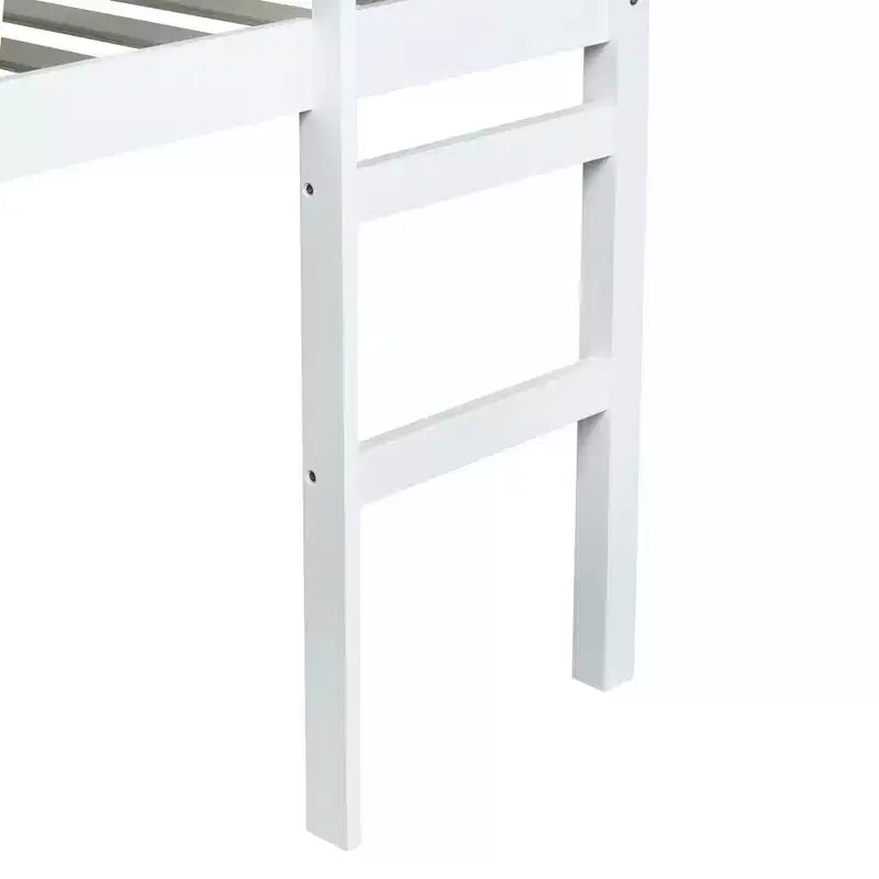 Lit mezzanine en bois d'hévéa avec échelle de sécurité blanc