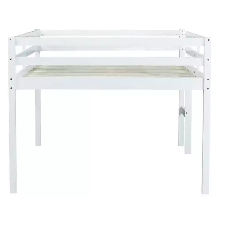 Lit mezzanine en bois d'hévéa avec échelle de sécurité blanc