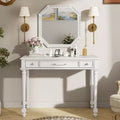 ModernLuxe Makeup Vanity Desk with Mirror, Drawers &amp; Jewelry Storage Plate, White Vanity Table Dressing Table Space-Saving Beauty Station