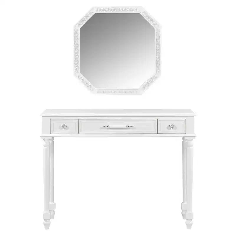 Coiffeuse avec miroir, tiroirs et plateau de rangement pour bijoux