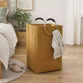 Panier à linge en velours côtelé 55L Jaune moutarde