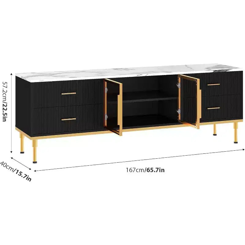 Meuble TV 65 pouces avec lumières LED, meuble de divertissement moderne