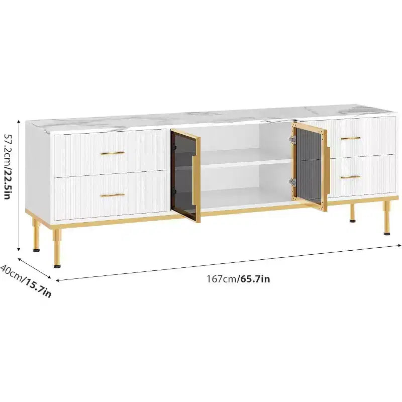 Meuble TV 65 pouces avec lumières LED, meuble de divertissement moderne