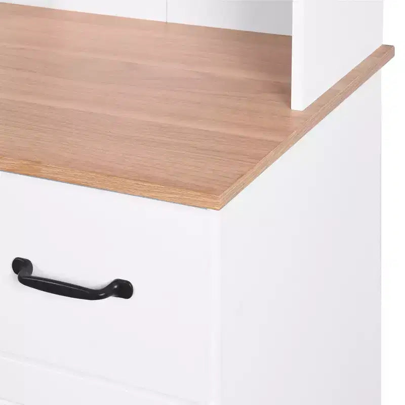 Armoire de cuisine en bois, blanche, pour garde-manger, avec emplacement pour micro-ondes
