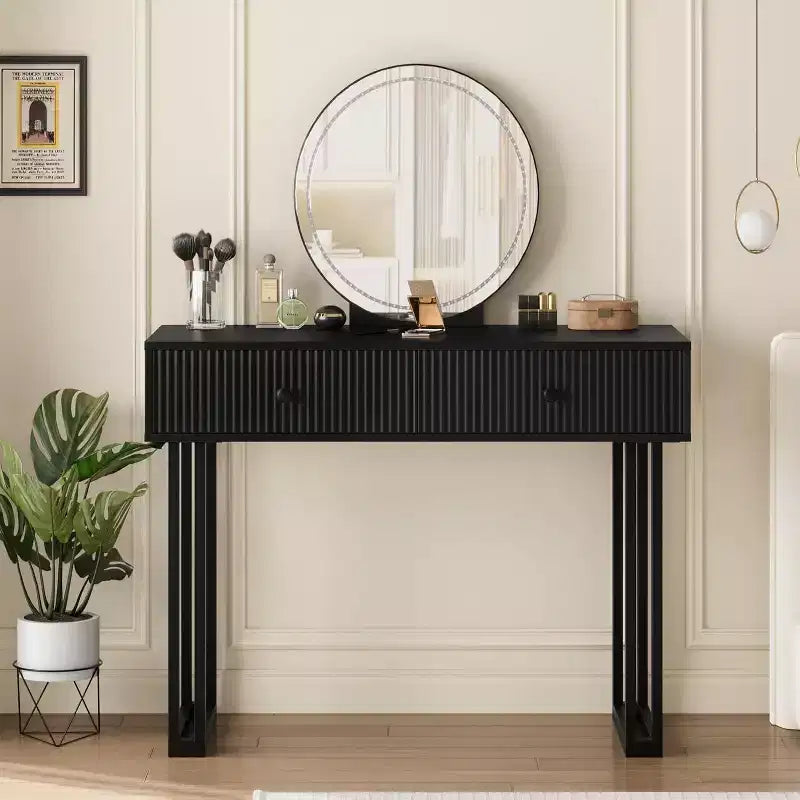 Coiffeuse avec miroir et lumières, Petite coiffeuse avec 2/5 tiroirs