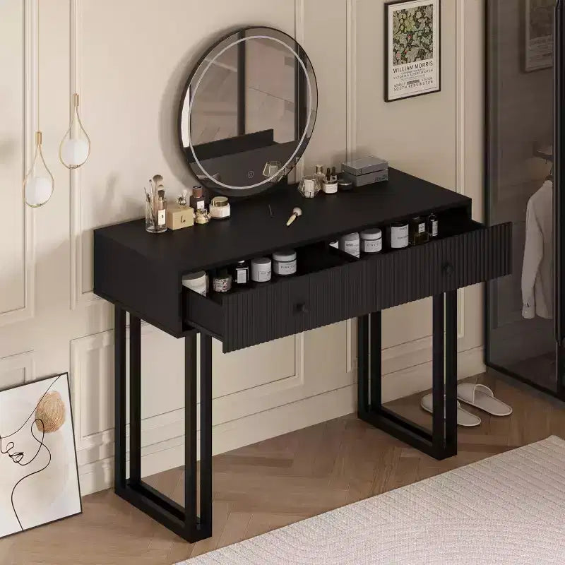 Coiffeuse avec miroir et lumières, Petite coiffeuse avec 2/5 tiroirs
