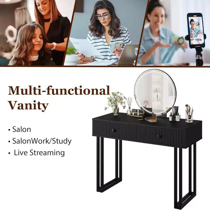 Coiffeuse avec miroir et lumières, Petite coiffeuse avec 2/5 tiroirs